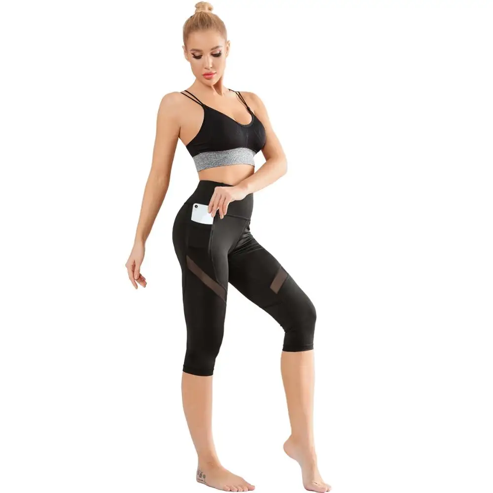 Высокая Талия тренировочные шорты 2 карман Фитнес для йоги разделяющий ягодицы