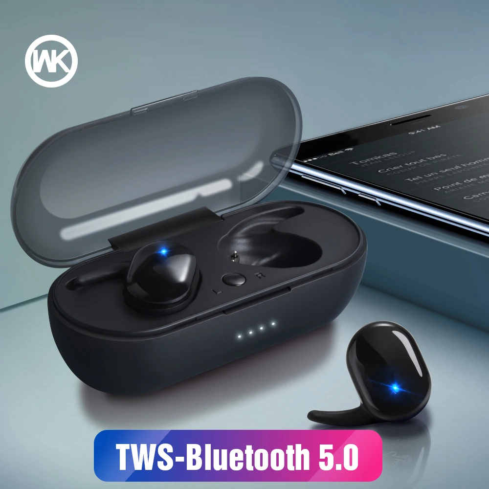 WK TWS 5,0 наушники Bluetooth туры беспроводные 3D стерео спортивные eнаушники наушники гарнитуры двойной микрофон с зарядной коробкой