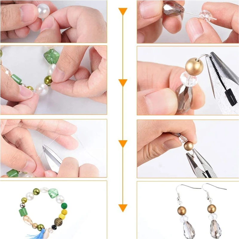 

2015 Pieces Jewelry Making Supplies Kit with Assorted Beads Charms Findings Wire Cord Pliers for Necklace Bracelet Earrings KX4C