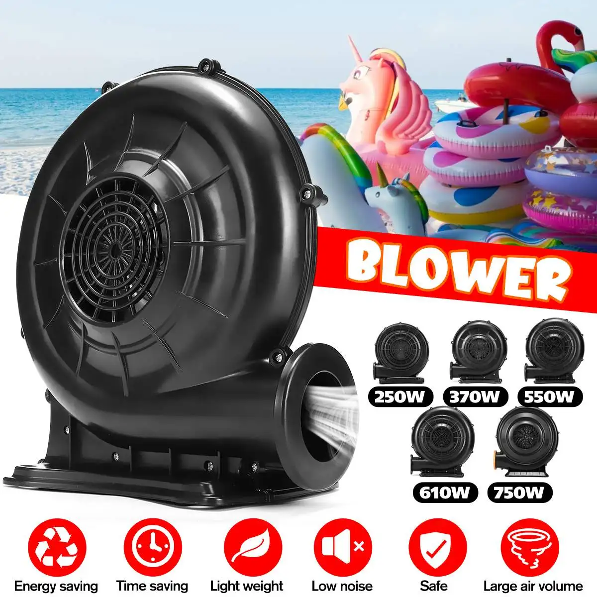 

250W-750W Electric Air Blower Pump Fan Powerful Centrifugal Blower Machine Pump Inflatable Screen Blower for Wedding Party