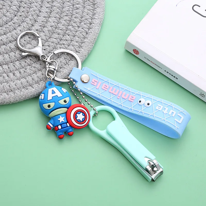 

Captain America Iron Man Spiderman Keychains Multifunction Nail Clipper Key Chain Cartoon Toy Bag Pendant fou Children