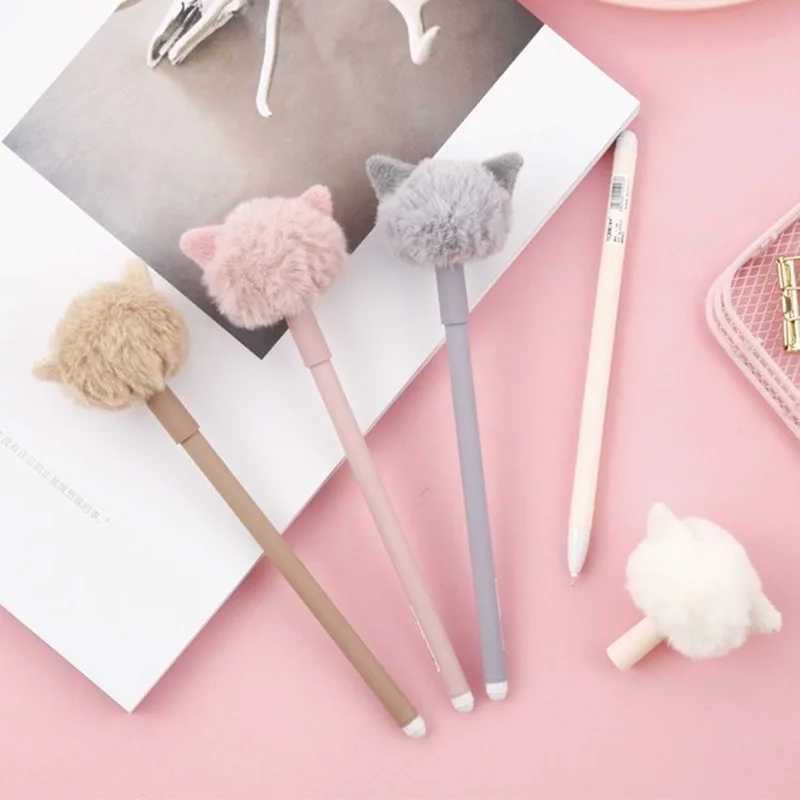 

Plush Cat Modeling Gel Pen Cute Cartoon Student Writing Pen Blcak In K 0.5mm Stationery Supplies Kawaii Office Signing Pen