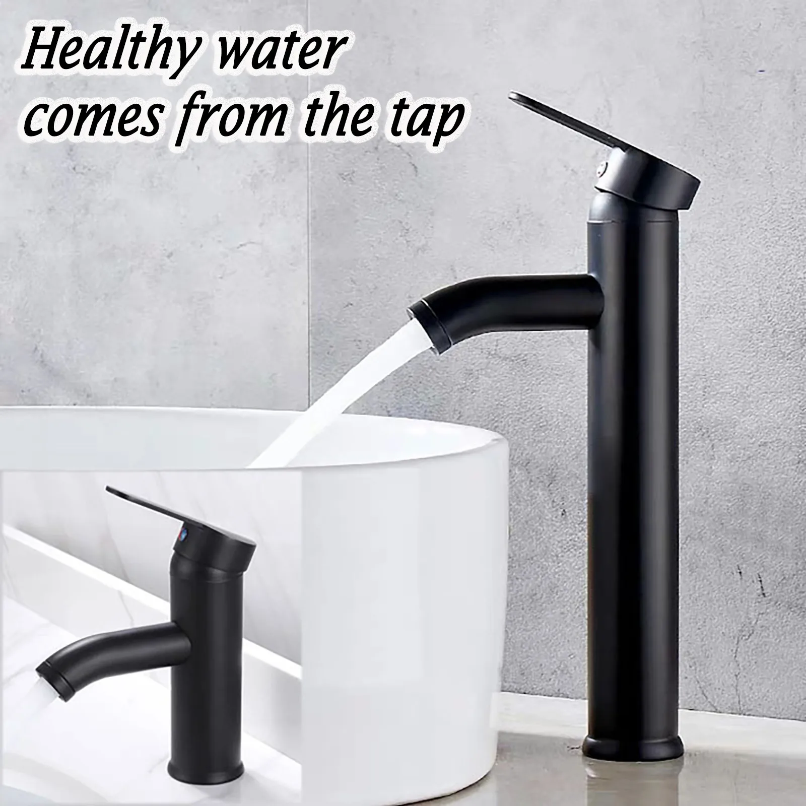 

Matte Black Faucet Single Handle Bathroom Sink Faucet Matte Hot Cold Water Stainless Steel High Quality Single Tap Faucet