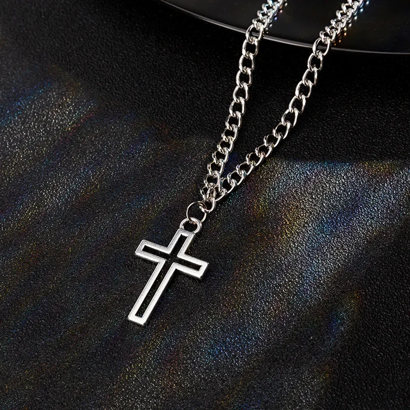 

Cross Ins Trend Maple Leaf Women's Necklace Hip-hop Love Cross Pendant Item Stainless Steel Chain Jewelry Male and Man Gift
