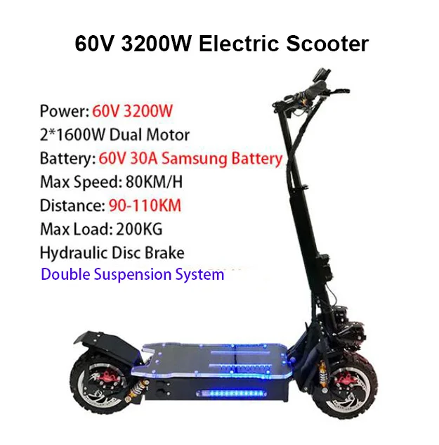 3200W Samsung60V 30A JS 80 км/ч 3200 Вт 60 в электрический скутер 1" внедорожный складной водонепроницаемый samsung E скутер Hoverboad скейтборд patinete eletrico - Цвет: 3200W Samsung60V 30A
