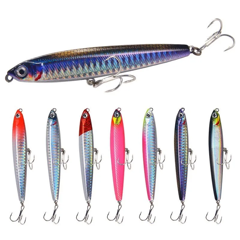 

ThunderShower Pencil Sink Fishing Lures isca artificial Hard baits 14g 18g Artificial Bait Spoon Metal Wobbler