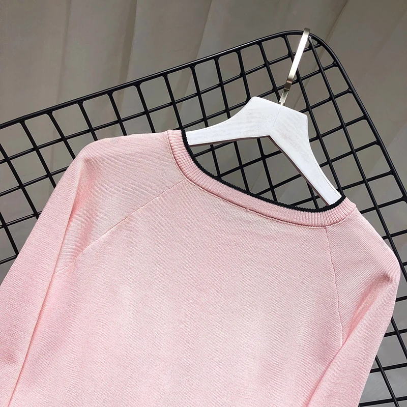 ALPHALMODA с принтом сатиновый, пэчворк вязаный свитер с длинным рукавом Женская новые тонкие трикотажные туфли в стиле ретро; одежда на осень куртка