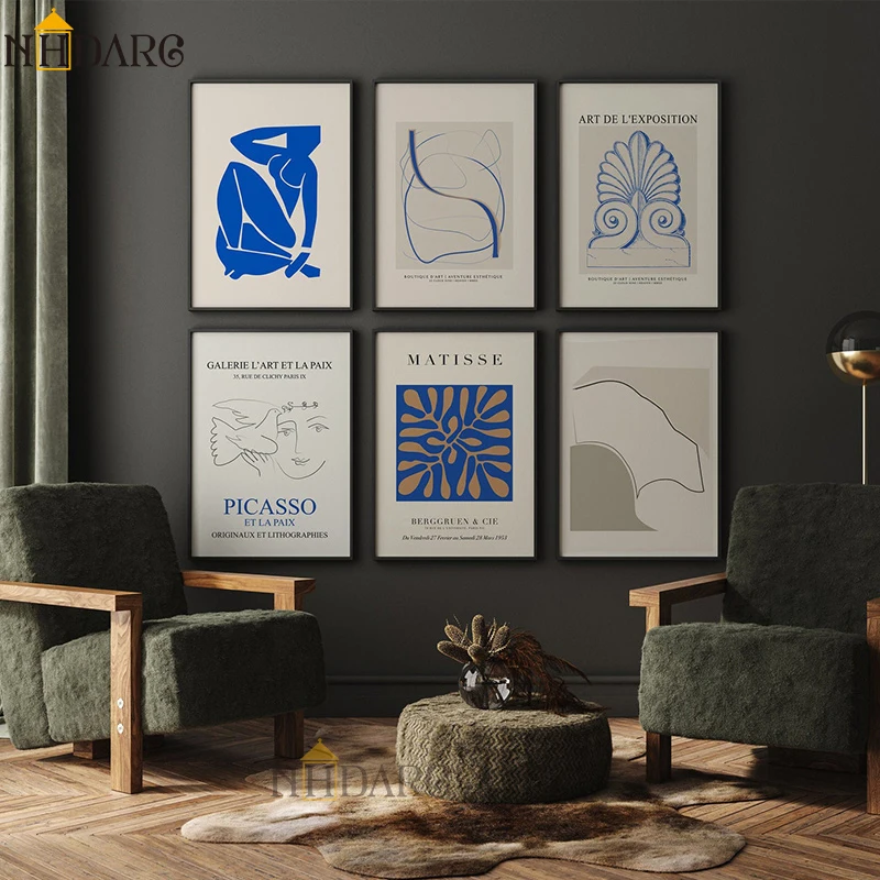 

Wall Art Canvas Painting Picasso Matisse Blue Abstract Nordic Posters And Prints Wall Pictures For Living Room Home Decor