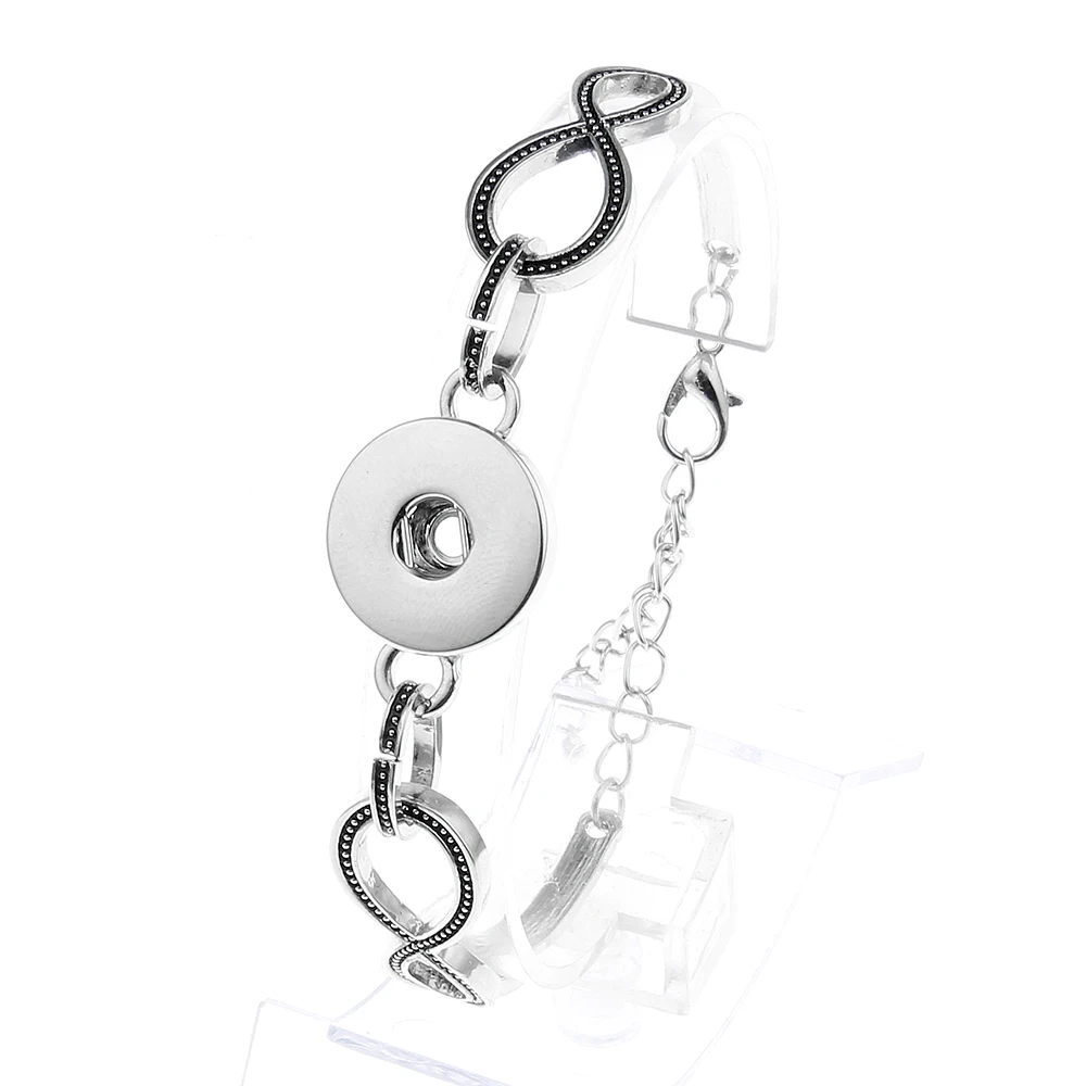 Новый браслет с украшением в виде кнопки металлический со стразами-подвесками