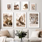 Скандинавский постер олень Леопард лиса Лев Слон зебра жираф тигр картина на стену холст Декор картины для гостиной