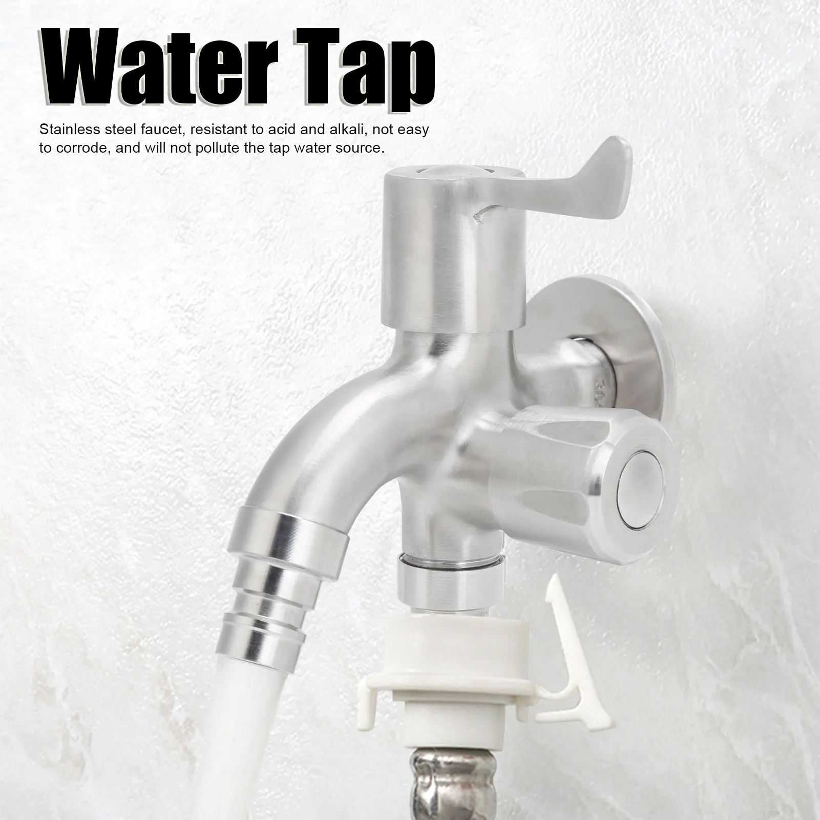 

G1/2 Male Thread Water Faucet Dual Outlet Stainless Steel Water Tap for Gardens Washing Machines