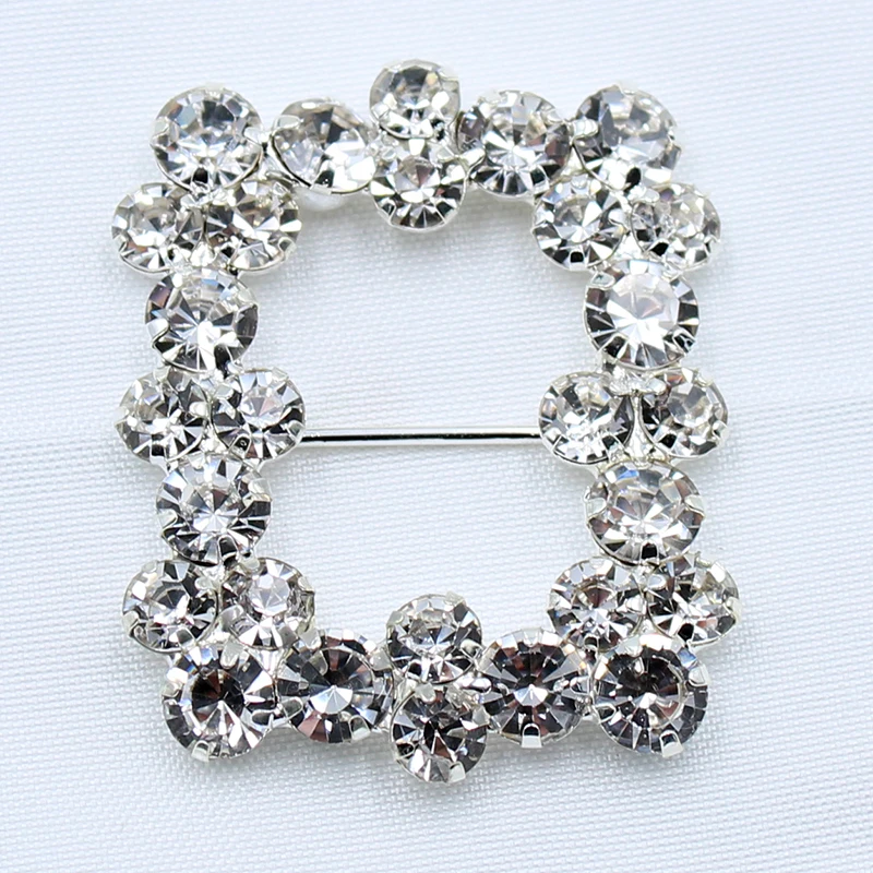 

2pcs 33*40mm square shiny rhinestone ribbon belt creative clothing gift box decorative sliding buckle DIY jewelry accessories