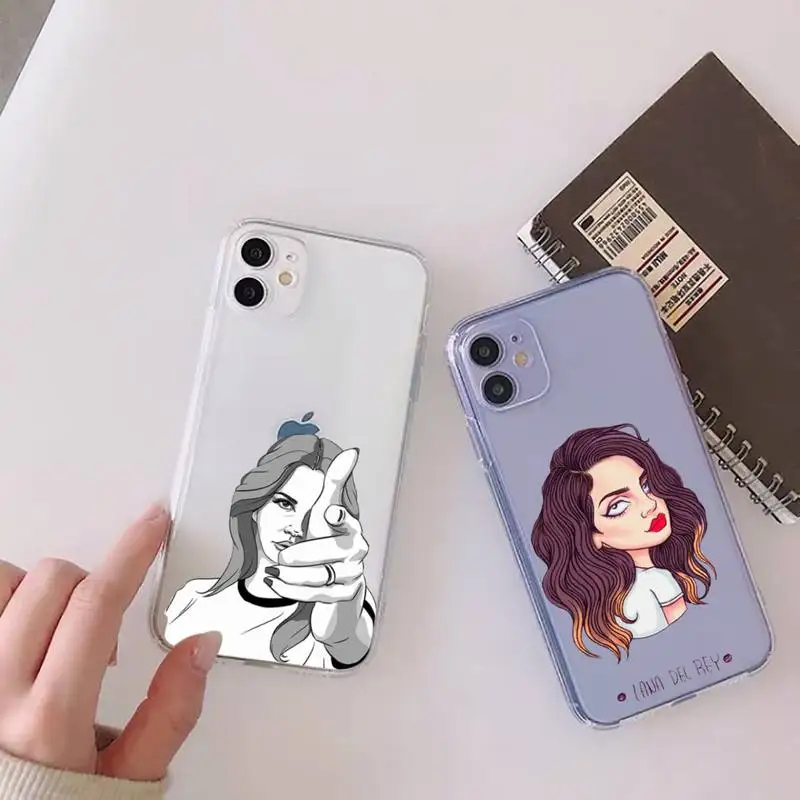 

lana del rey American singer Phone Case For iphone 12 11 mini x xs xr pro max 8 7 6s 6 5 5s 5c se plus Transparent soft