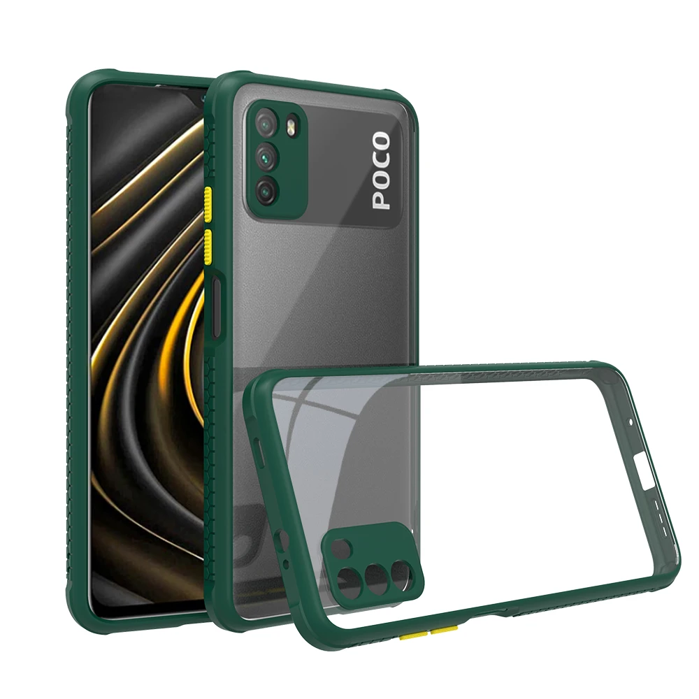 Прозрачный чехол из прочного пластика с противоскользящей амортизационной вставкой для телефона Poco M3 от Xiaomi POCO Pro 5G.