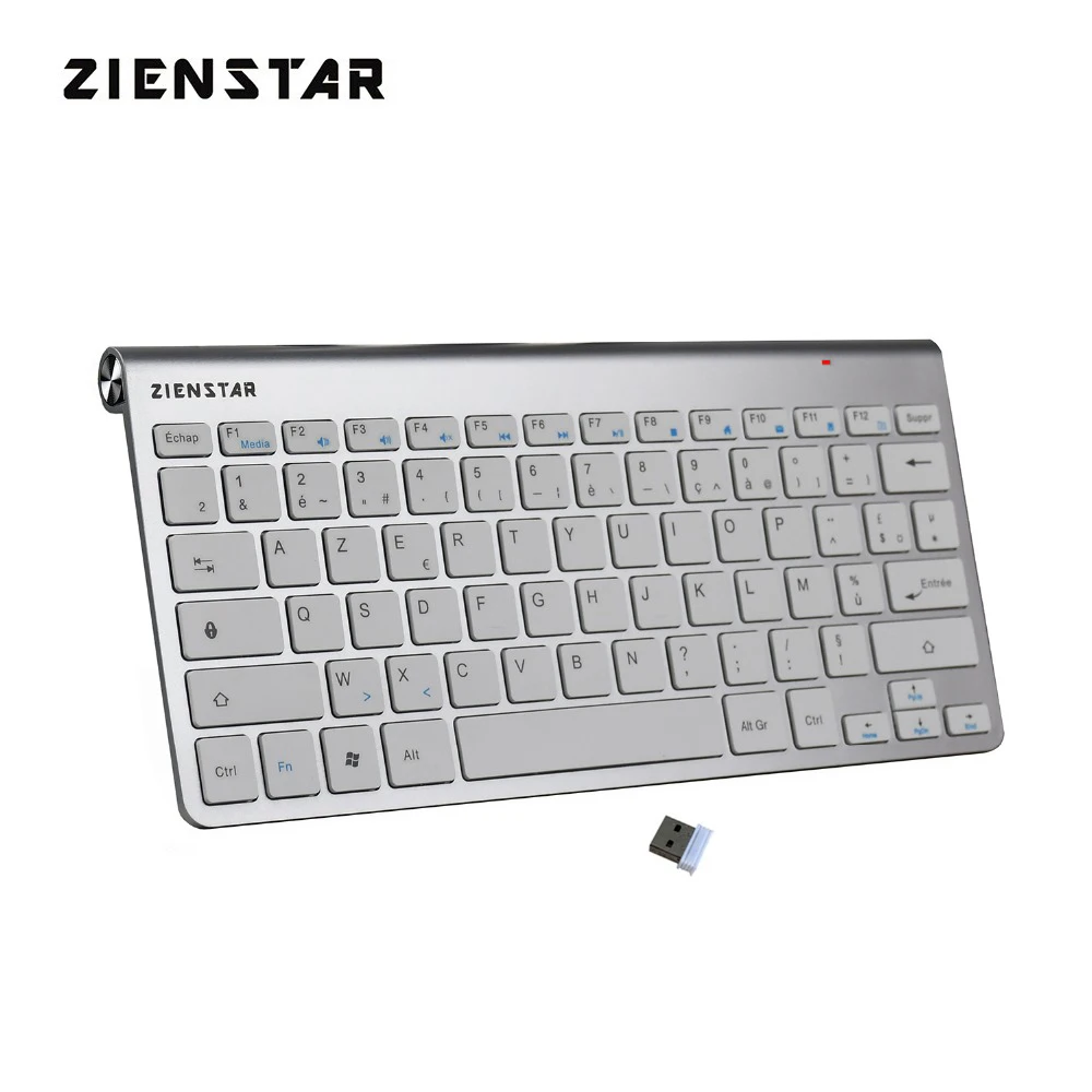 Zienstar AZERTY с надписью на французском языке: тонкий 2 4 г Беспроводной клавиатура для