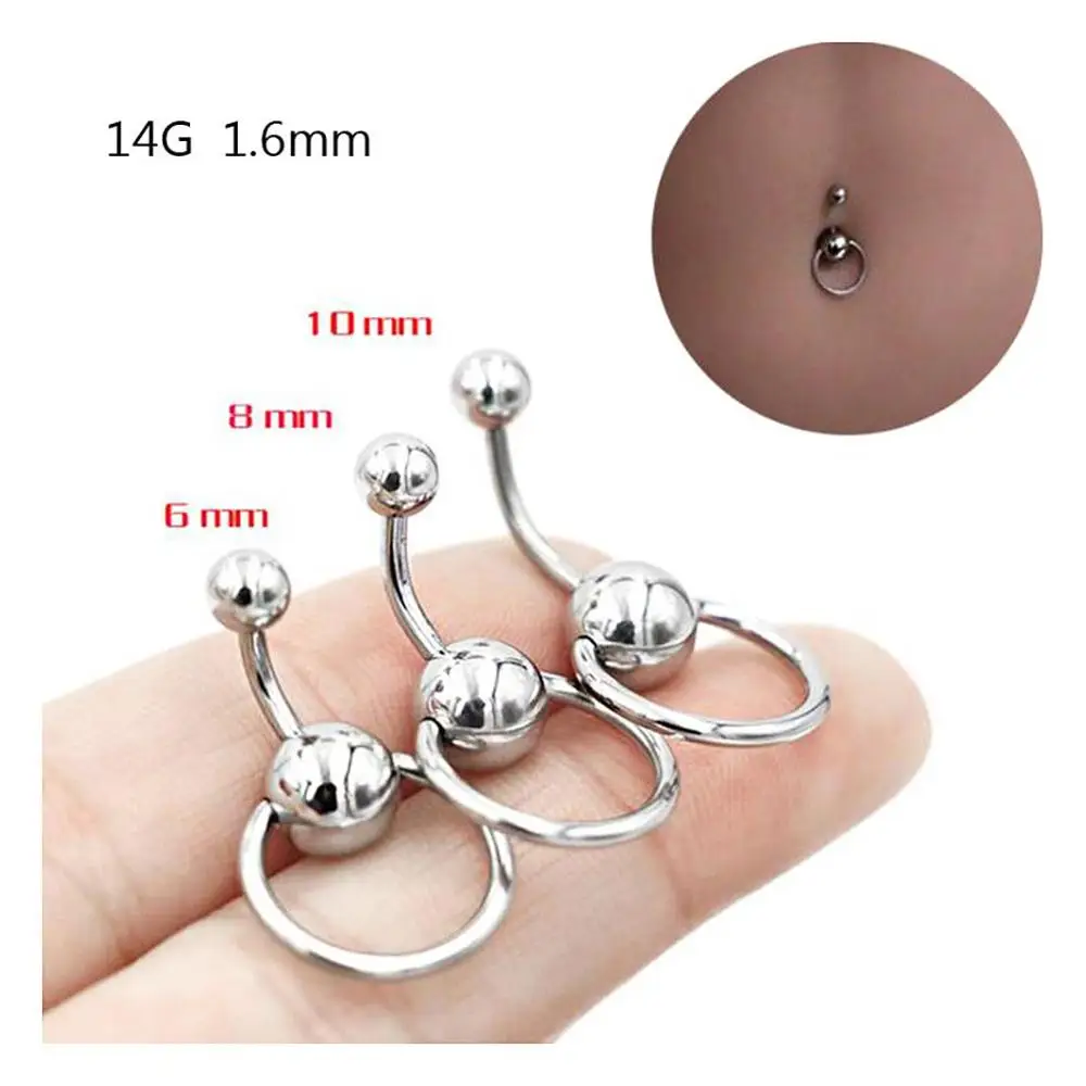 Кольцо из хирургической стали для пирсинга пупка 6/8/10 мм 1 шт.|Украшения тела| |