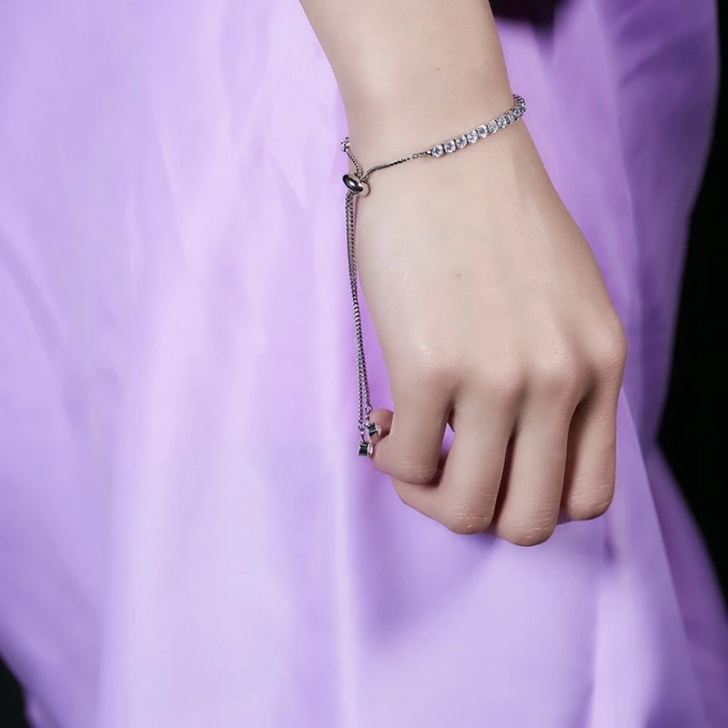 

Charm Silver Plated Diamond Women's Bracelets Minimalist Aesthetic Style Fashion Party Bangle Strand on Hand Jewelry Gift