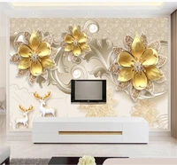 xuesu customized 5d photo wallpaper luxury atmosphere european style jewelry flower background wall 8d waterproof wall covering