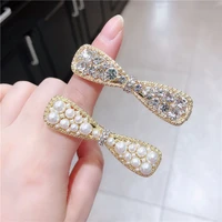 korea ins pearl rhinestone bowknot hairclips women delicated sweet hairpin fashion street barrettes glittering hair accessories