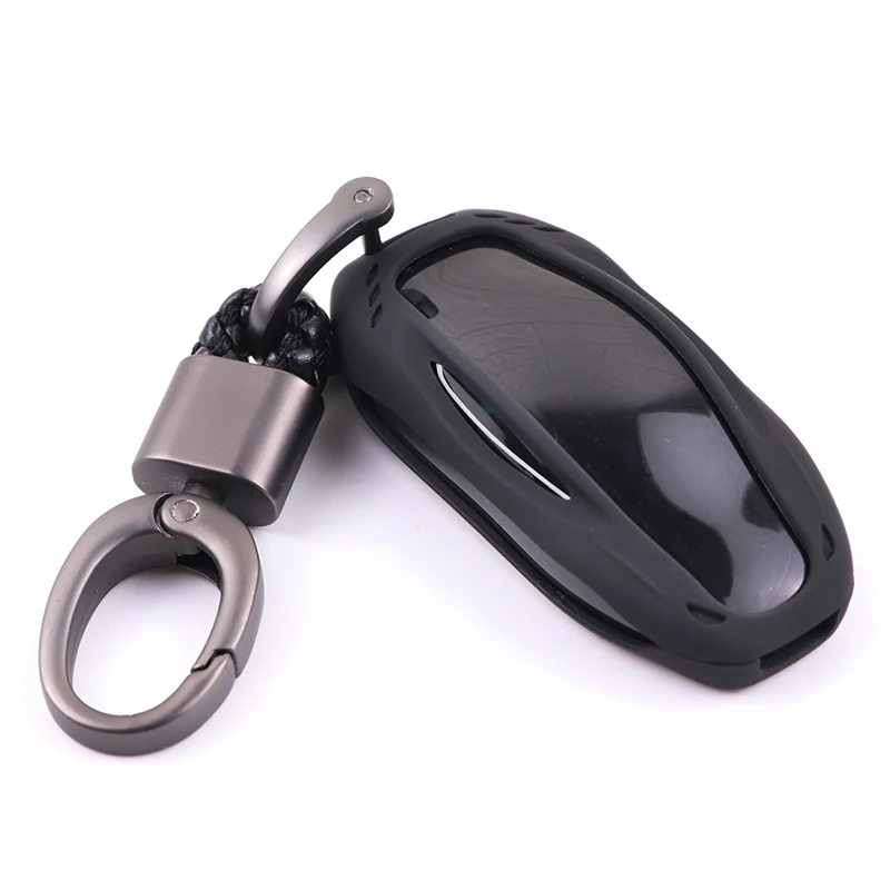 Роскошный Черный цвет чехол для ключа автомобиля сумка протектор Tesla Модель S с