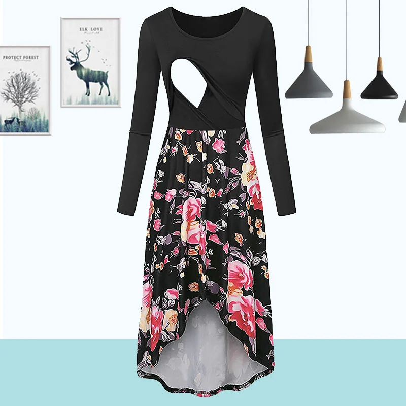 Платья для беременных весеннее платье кормления грудью элегантное Хлопковое с