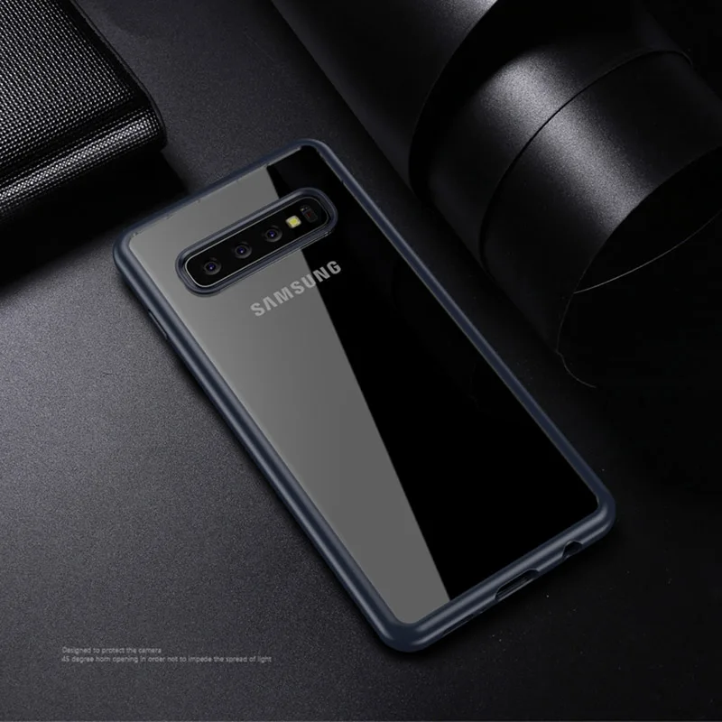 Blue ITEUU противоударный Прозрачный чехол для samsung S10 S10 Plus S10E чехол s TPU акриловая прозрачная задняя крышка для samsung S10 S10PLUS S10E - Цвет: Blue