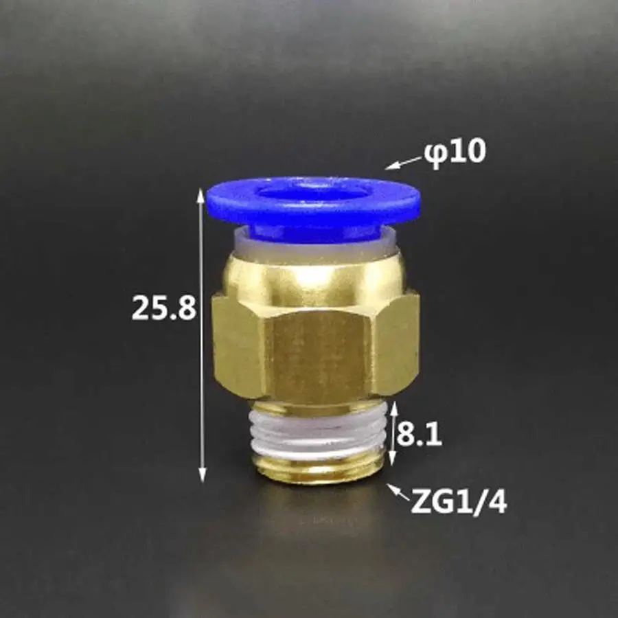 

DN8 G1/4" BSP Male x Fit Tube OD 10mm Brass Pneumatic Air Hose Quick Connector Push In Coupler Water Gas Oil