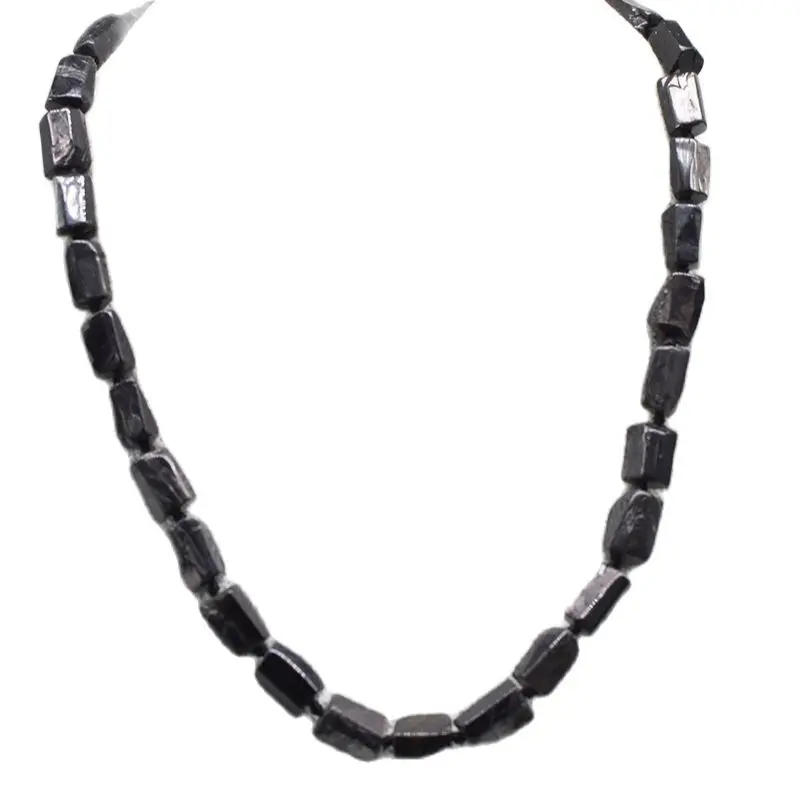 

BLACK GOLD LUCK STONE PILLAR FACETED obsidian 7*10mm necklace 45cm FPPJ
