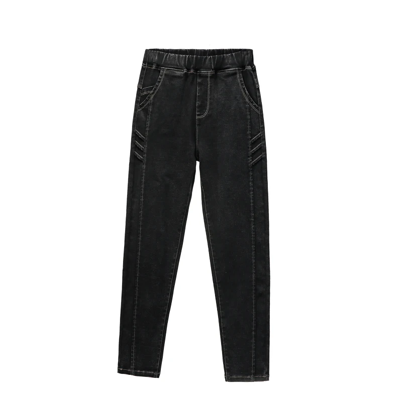 

Jeans Woman High Waist Stitching Elastic Casual Full Length Denim Black Harem Pants 4xl 5xl