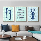 Картины, постер для рисования морских рыб, морских коньков и сардин