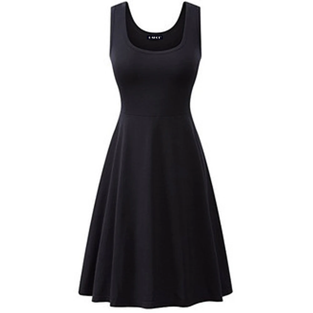 Платье До Колена без рукавов с высокой талией ТРАПЕЦИЕВИДНОЕ тонкое платье