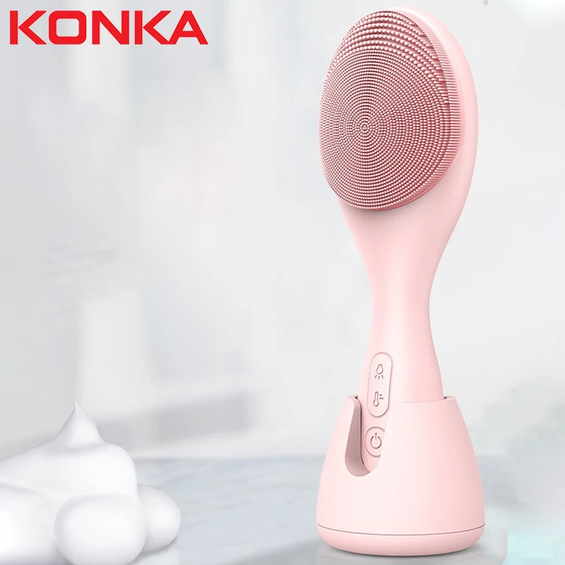 KONKA IPX6 Водонепроницаемая электрическая Очищающая щетка для лица силиконовая USB Очищающая щетка для лица очищающая машина для ухода за кожей - изображение