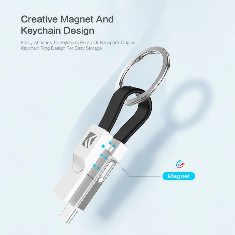 Портативный мини-брелок FLOVEME 3 в 1 USB-кабель Micro USB Type C для iPhone 12 11 Pro XR 8 кабель