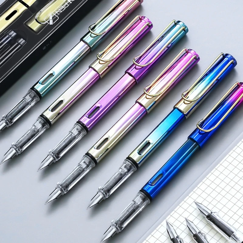 

Fountain Pen EF Nib Metallic Color Pen Body Piston-Filled Ink Absorber Removable Visible Ink Window Ink Sac Available