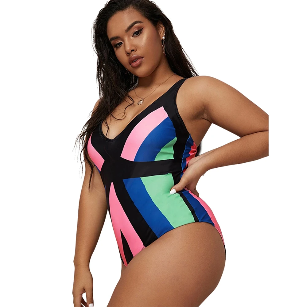 

2022 Women New Swimsuit One Piece Plus Size Push Up Swimwear Large Big Plussize Swimming Suits Beachwear Bathing Suits