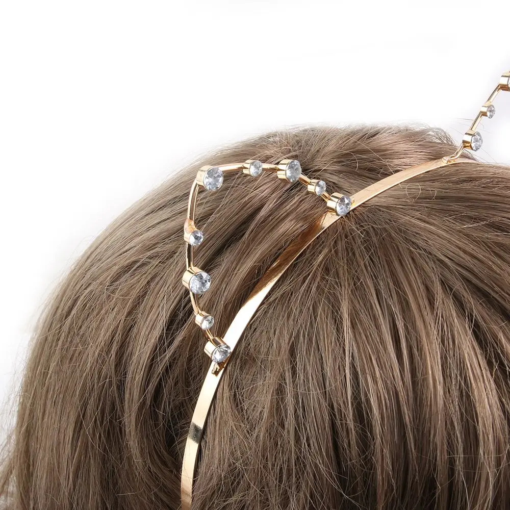 Женский ободок с кошачьими ушками стразы из сплава серебряный/золотой жемчуг