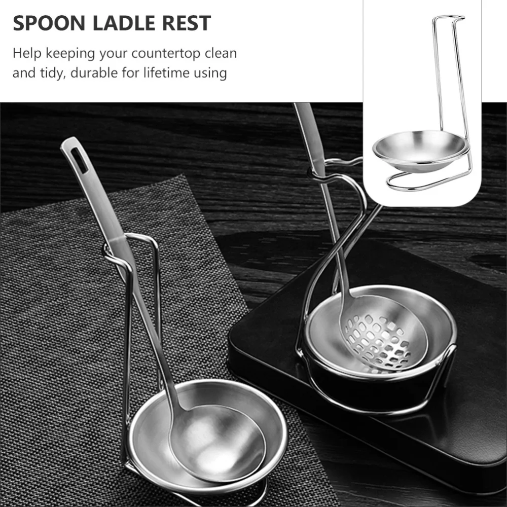 

2Pcs Hot Pot Ladle Holders Stainless Steel Soup Ladle Rest Kitchen Accessory
