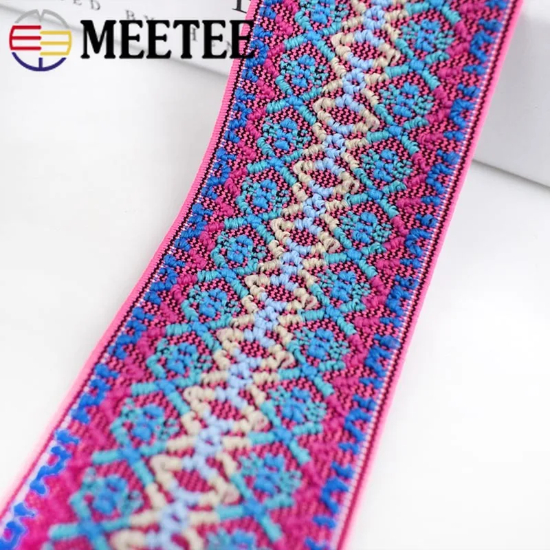 3 метра 5-6 см эластичная лента в этническом стиле жаккардовая декоративная