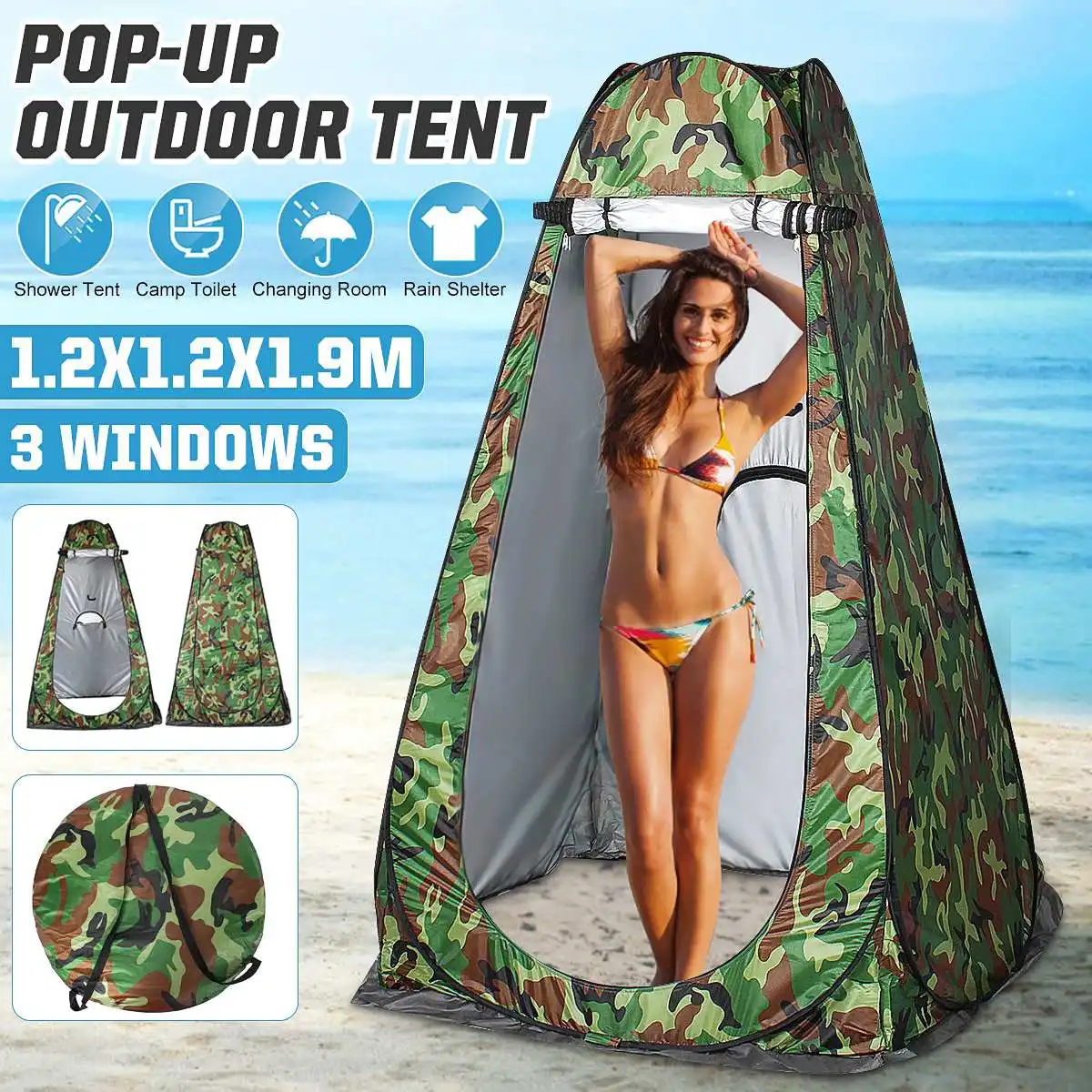

1.2x1.2x1.9M Outdoor Bathing Changing Cloth Tent UV Protection Waterproof 3s Quickly Open Ventilation Single Camping Tent