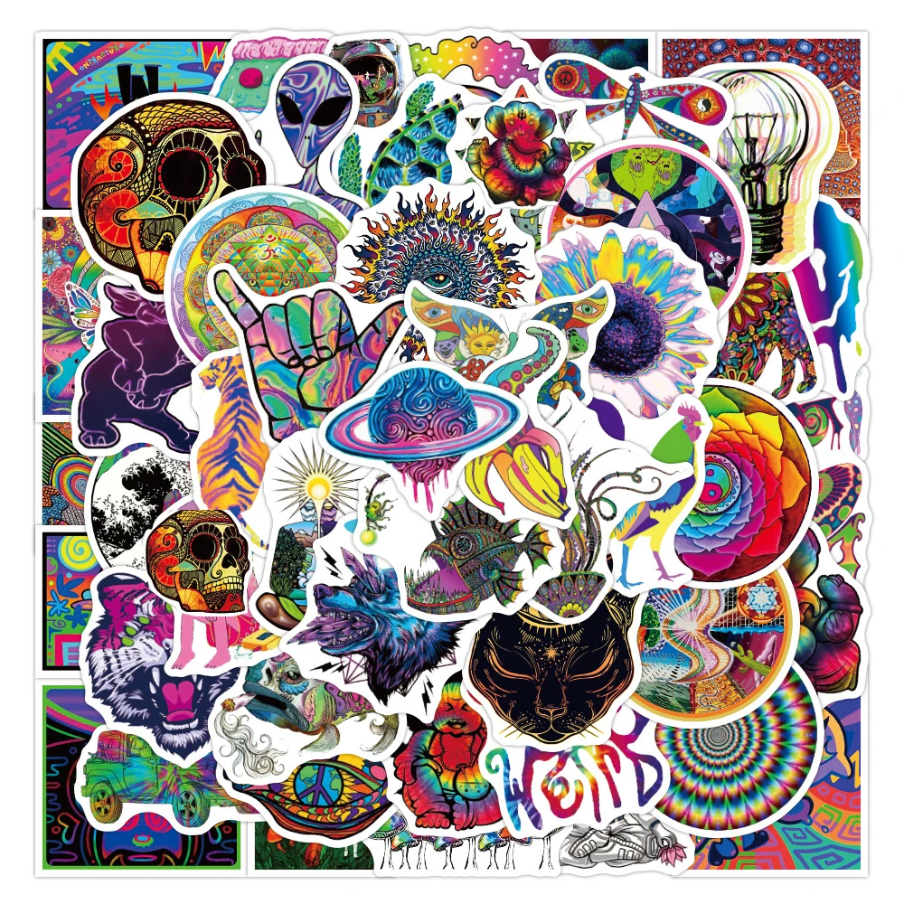 

10/30/50PCS Colorful Cool Psychedelic Graffiti Stickers Aesthetic Laptop Water Bottle Waterproof Graffiti Sticker Packs Kid Toy
