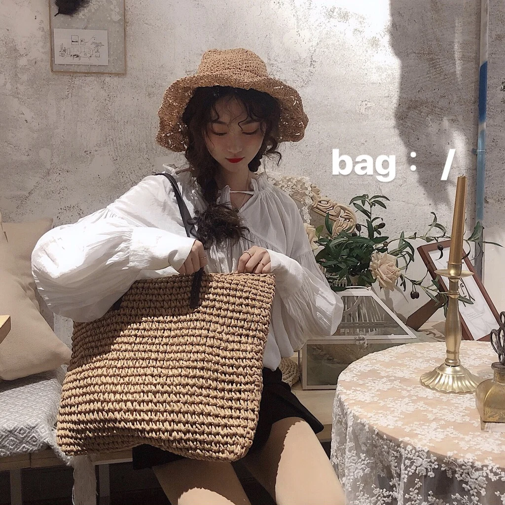 

Женская сумка, летняя пляжная сумка из ротанга, Плетеная соломенная сумка ручной работы, большая емкость, кожаная женская сумка через плечо,...