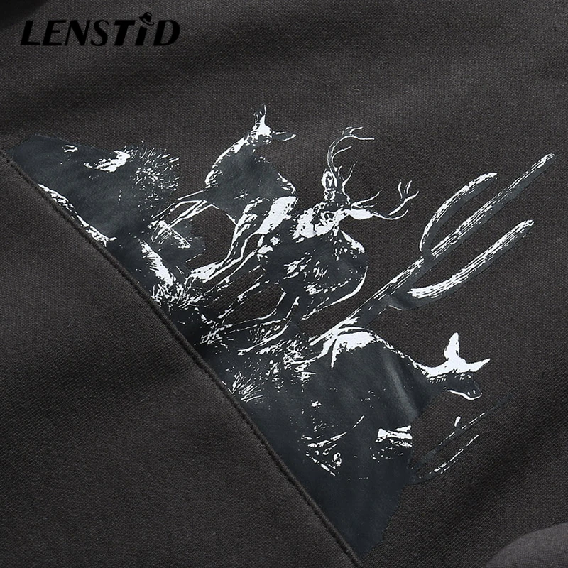 LENSTID мужской зимний флисовый пуловер в стиле хип-хоп с принтом оленя Harajuku Urban