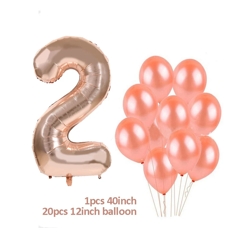 balloons set 2 MEIDDING/вечерние одноразовые столовые приборы цвета розового золота; соломинки для чашек шампанского; декор для вечеринки в честь первого дня рождения; вечерние принадлежности для малышей - Цвет: balloons set 2