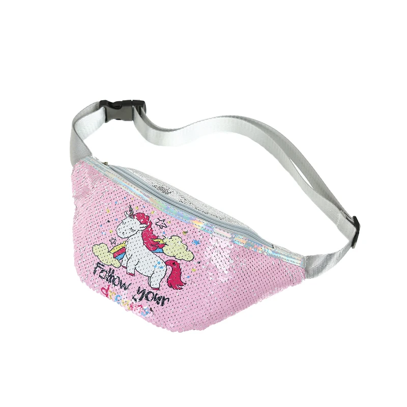 Поясная сумка с мультяшными блестками и единорогом для девушек регулируемый