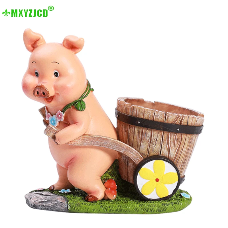

Resin Flower Pot Cartoon Pig Decoration Items Storage Container Animal Sculpture Crafts Home Decoration Accessories
