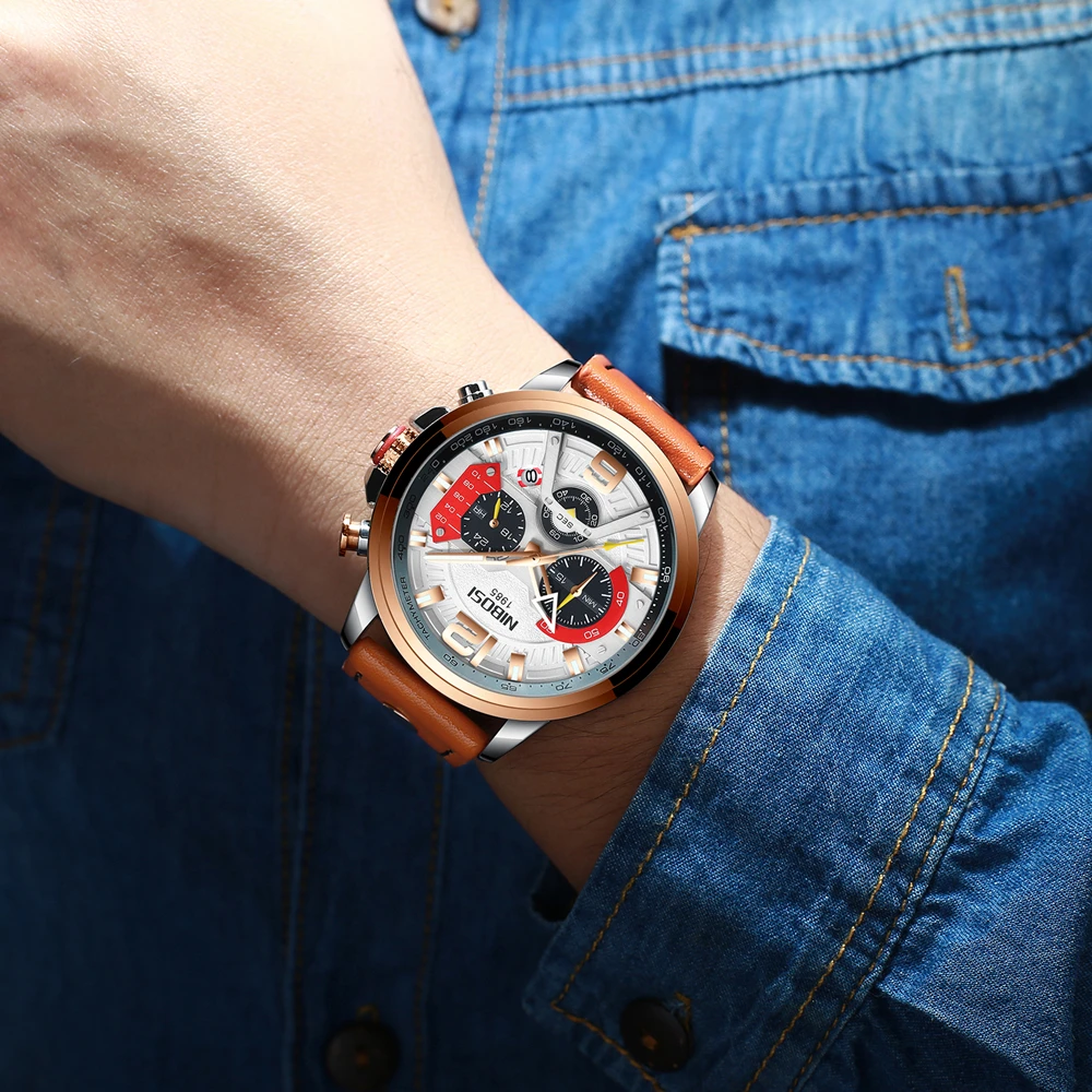 2PcsWatches NIBOSI мужские часы лучший бренд класса люкс Мужские повседневные кожаные