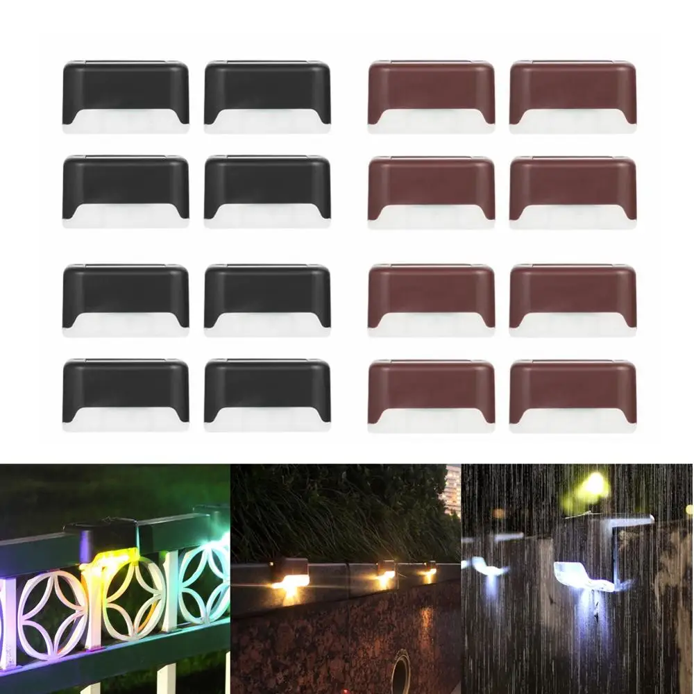 

4pcs Waterproof Solar Deck Step Wall Lights for Yard Deck Floor Decoration Outdoor Stairs Yard Fence Decor Lamp