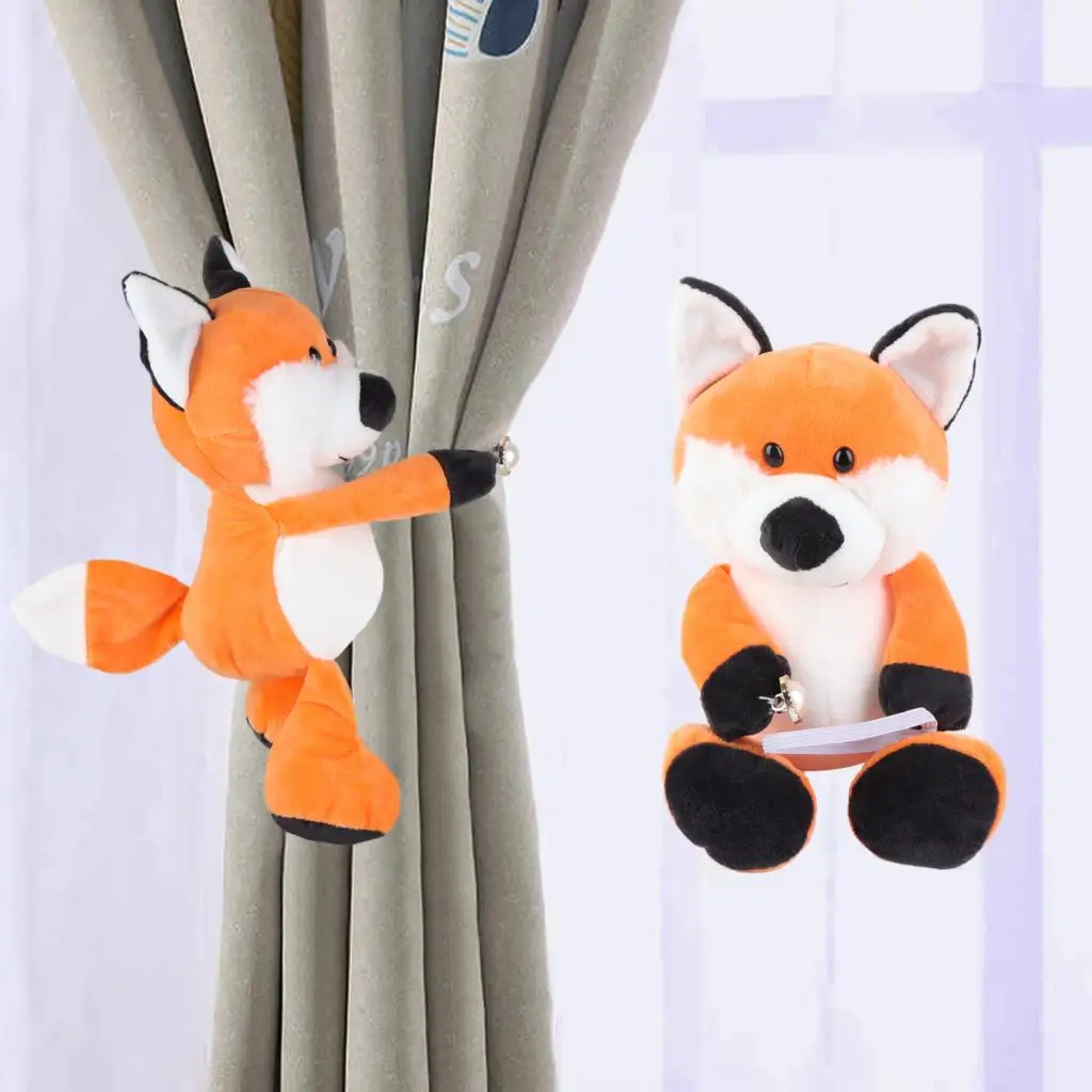 

2Pcs Fox Plush Doll Animal Curtain Tiebacks 20Cm/8" Curtain Straps
