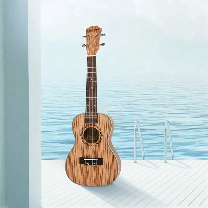 

23 Inch 4 Strings Hawaiian Mini Guitar Uku Acoustic Guitar Ukelele with 10 Key Kalimba Thumb Piano Solid Finger Piano