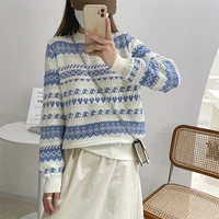 pullover womens sweater striped loose harajuku knitted sweater oversized women sweaters